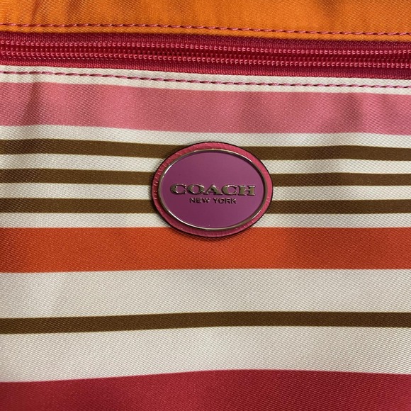 Coach Crossbody Bag Womens Medium Multicolor Stripe Nylon Pink Strap F31962 - Picture 4 of 16